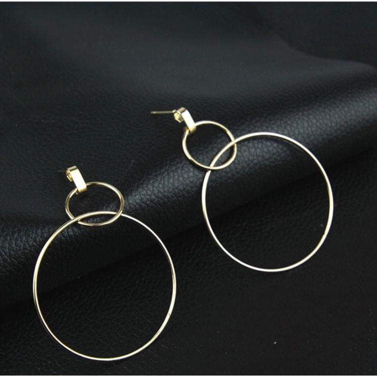 2 Pairs Simple Temperament Popular Wild Earrings Round Earrings(Gold)