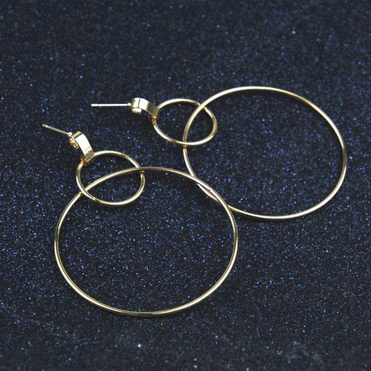 2 Pairs Simple Temperament Popular Wild Earrings Round Earrings(Gold)