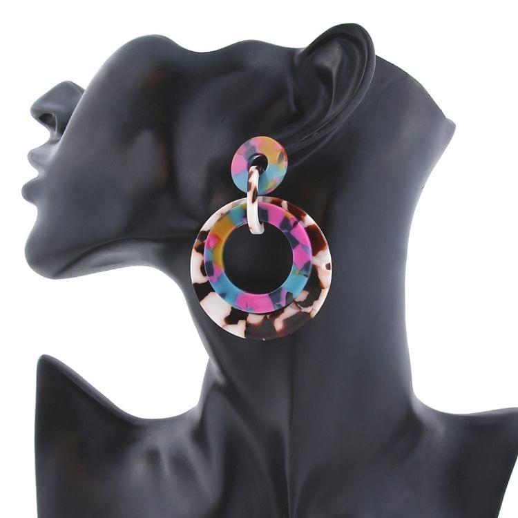 Fashion Acrylic Circle Women Geometric Resin Colorful Drop Earrings