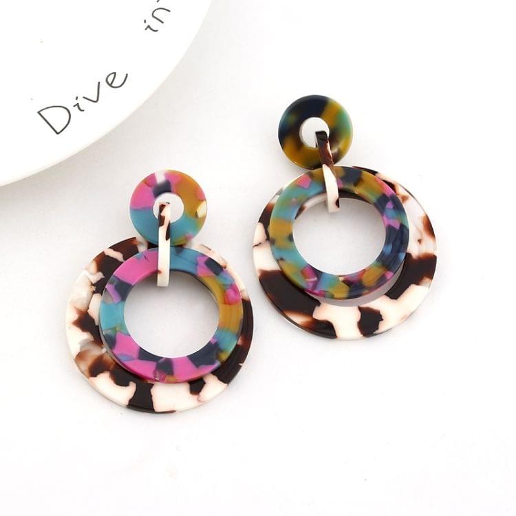 Fashion Acrylic Circle Women Geometric Resin Colorful Drop Earrings