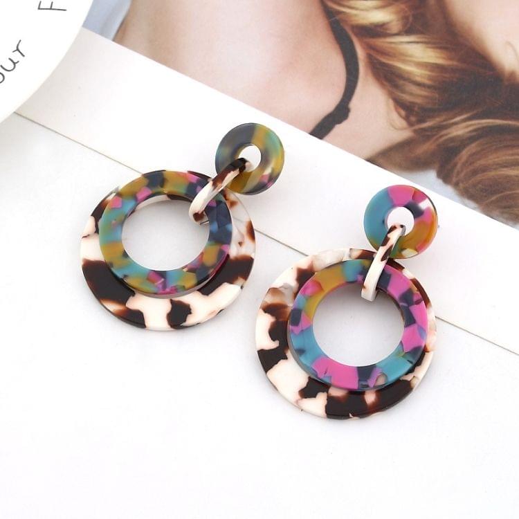 Fashion Acrylic Circle Women Geometric Resin Colorful Drop Earrings