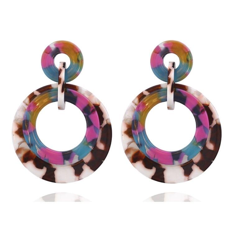 Fashion Acrylic Circle Women Geometric Resin Colorful Drop Earrings