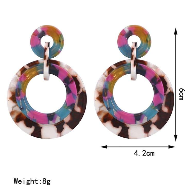 Fashion Acrylic Circle Women Geometric Resin Colorful Drop Earrings