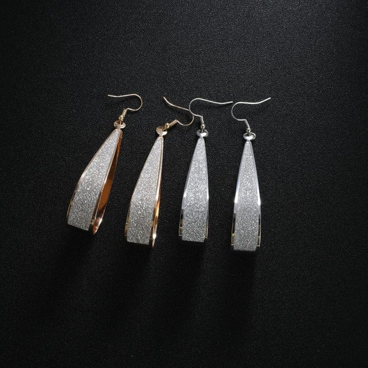 Fashion Water Drop Shape Frosted Long Earrings For Women(Silver)