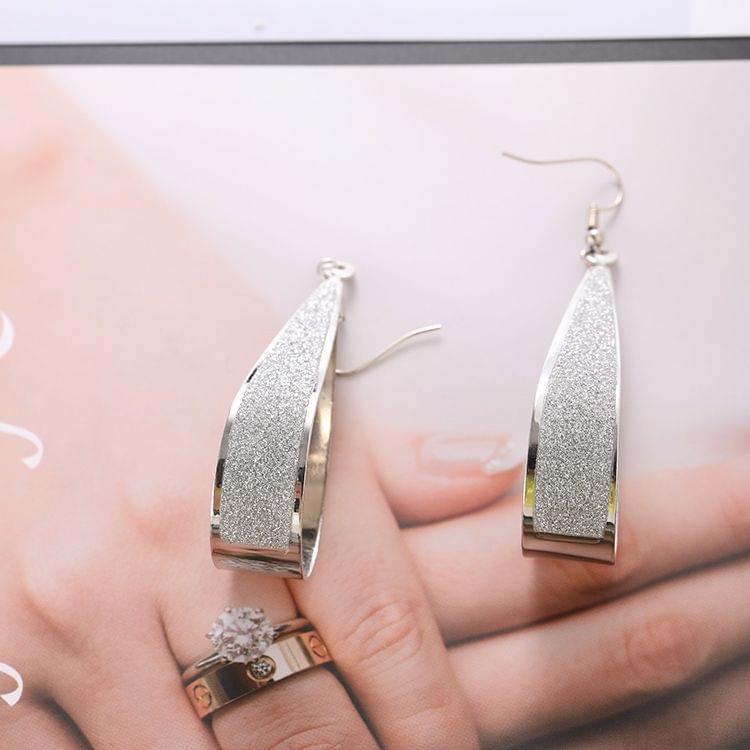 Fashion Water Drop Shape Frosted Long Earrings For Women(Silver)