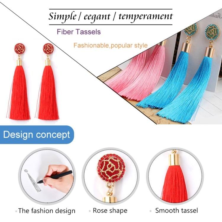 Bohemian Long Tassel Vintage Statement Drop Earrings for Women(Blue)