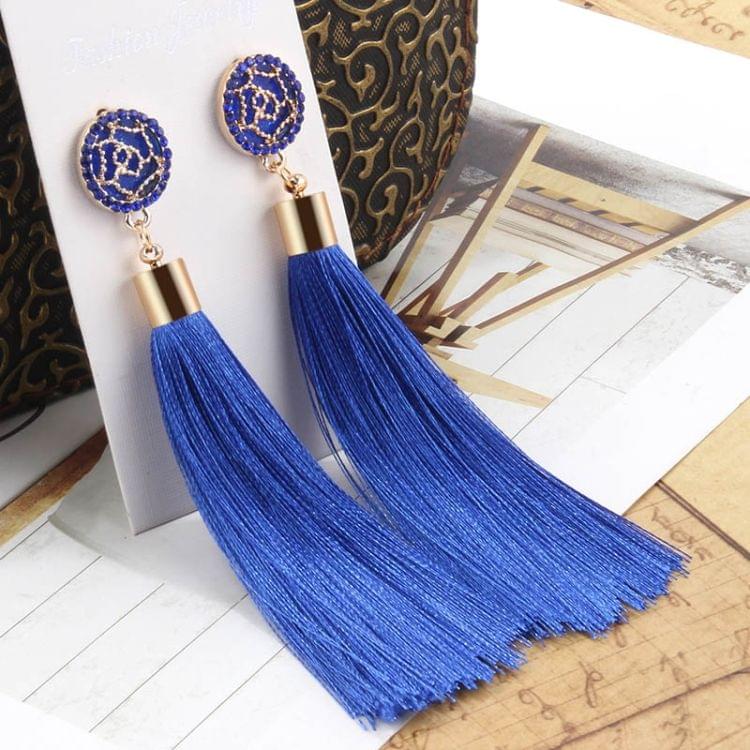 Bohemian Long Tassel Vintage Statement Drop Earrings for Women(Blue)