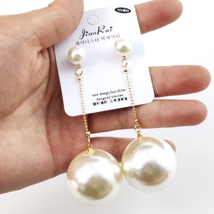 Fashion Personality Big and Small Pearl Long Earring for Women