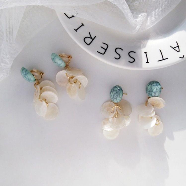 Women Fashion Elegant Cute Shell Petal Shape Geometric Earring(Clip Earrings)