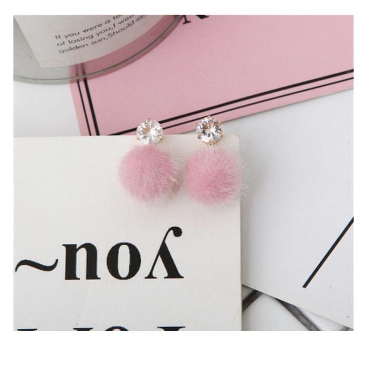 Short Paragraph Wild Simple Hair Ball Earrings(red)