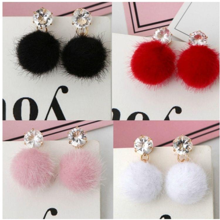 Short Paragraph Wild Simple Hair Ball Earrings(red)