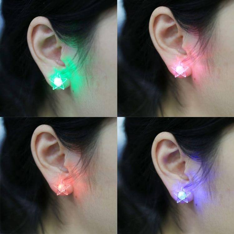 4 PCS Fashion Five-pointed Star Shape LED Earrings Glowing Light Up  Earring Stud(Colour)