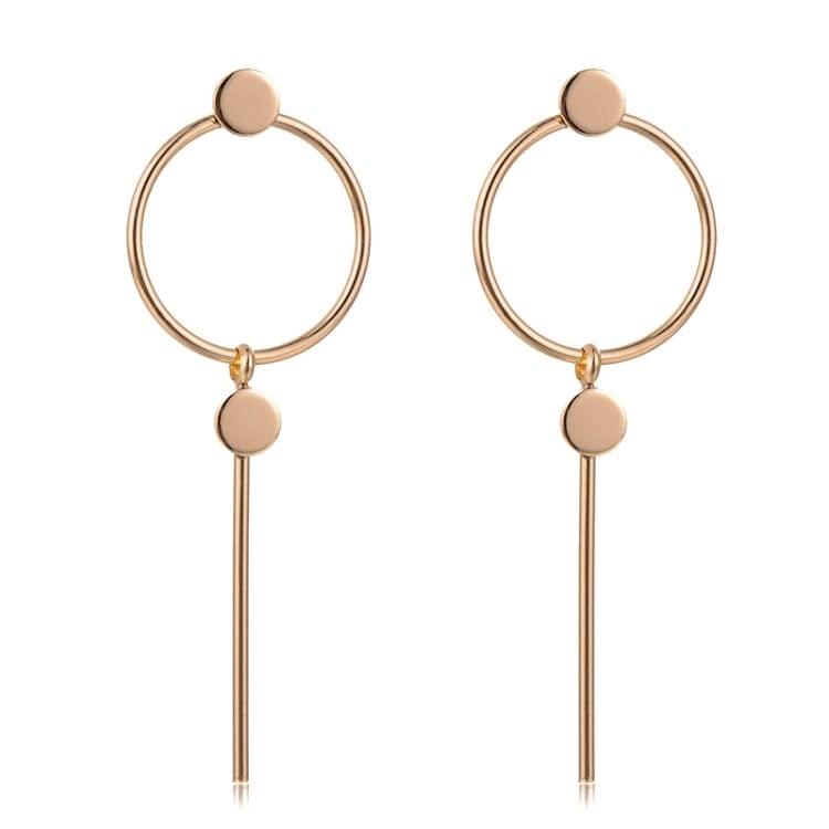 Simple Round Metal Long Tassel Female Earrings Jewelry Women Wedding Party Decor Stud Earrings(Gold)