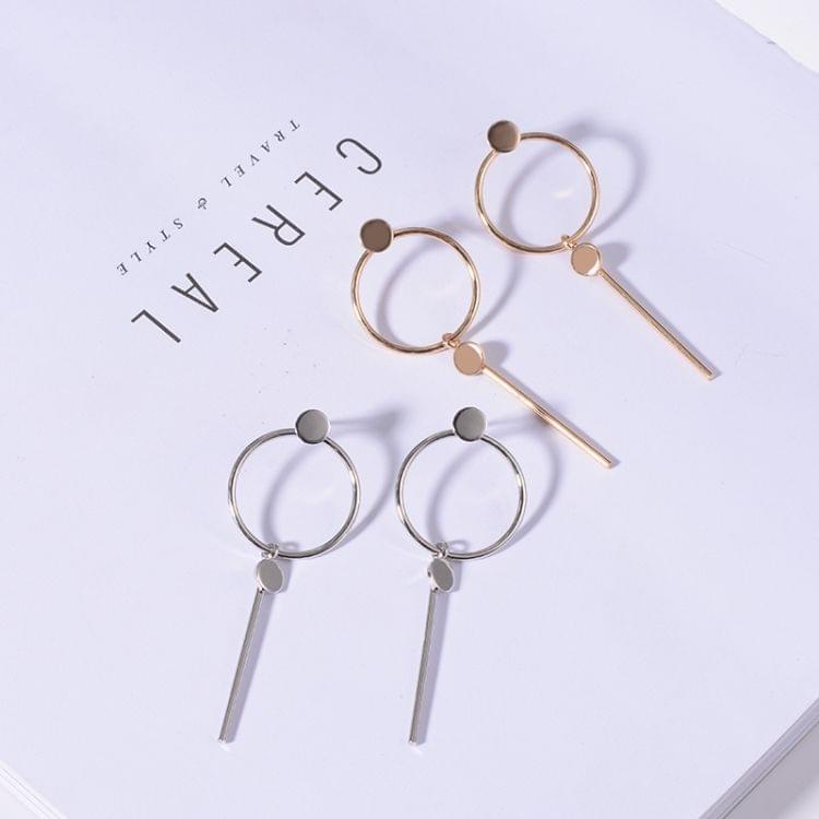 Simple Round Metal Long Tassel Female Earrings Jewelry Women Wedding Party Decor Stud Earrings(Gold)