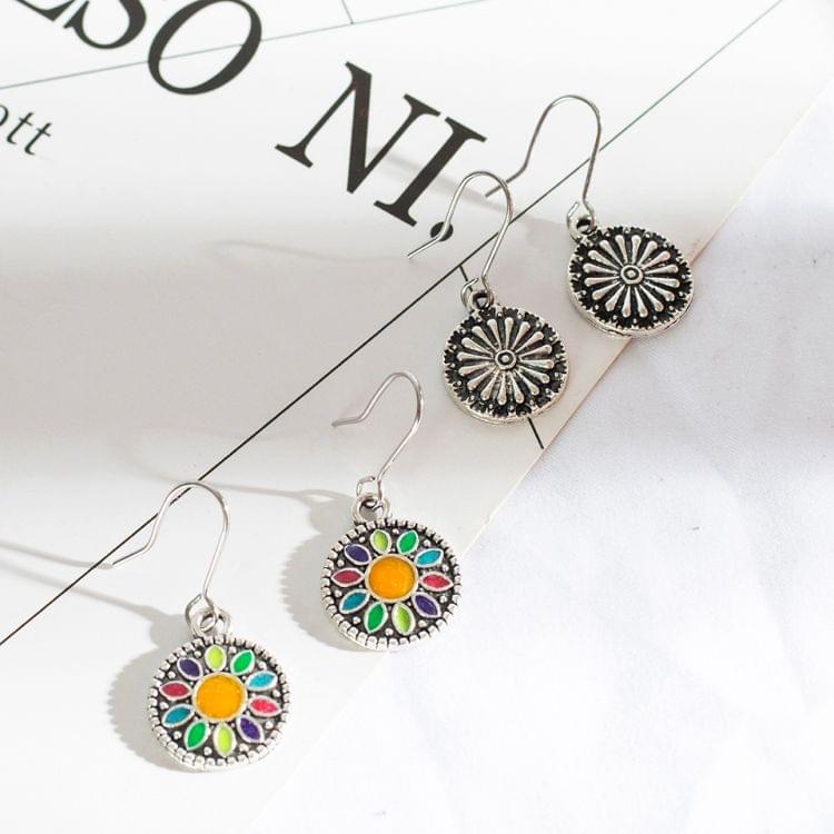 3Pairs/Set Women Vintage Bohemian Ethnic Dangle Colour Droplet Shape Earrings