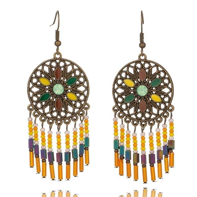 3 Pairs Vintage Bohemian National Style Earrings Long Mizhu Tassel Earrings Women(HQEF-1926)