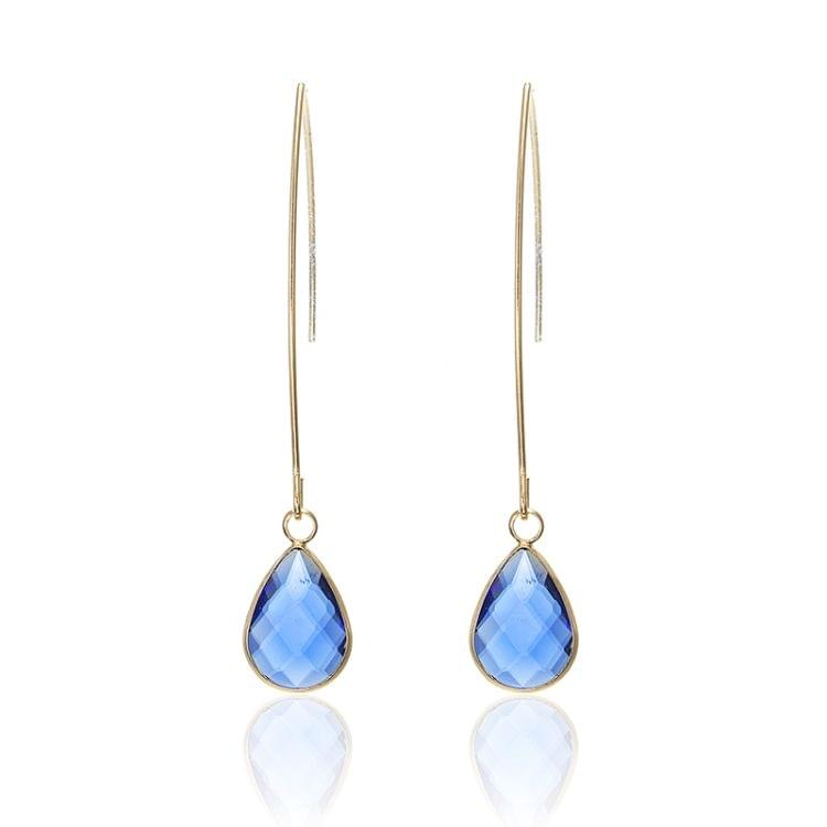 Unique Drop Line Crystal Long Earrings For Women(Blue)