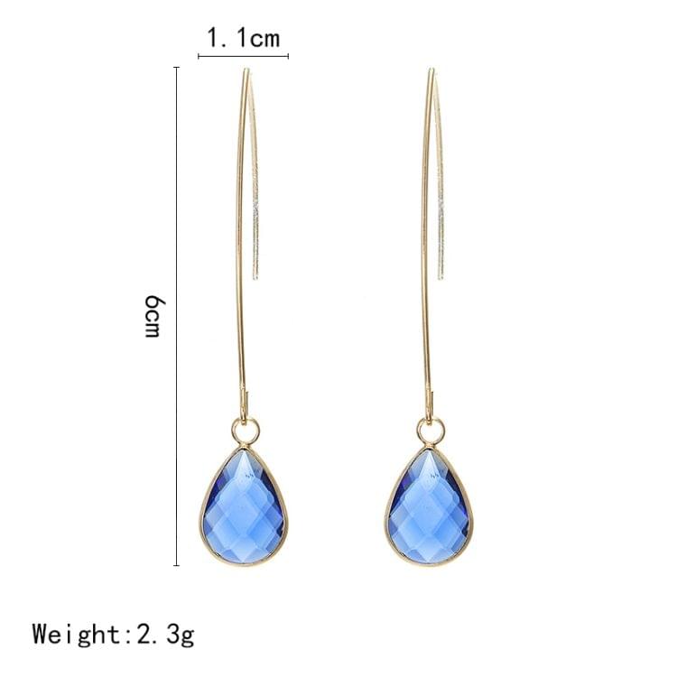 Unique Drop Line Crystal Long Earrings For Women(Blue)