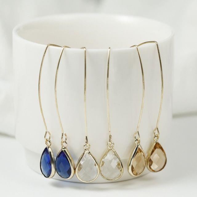 Unique Drop Line Crystal Long Earrings For Women(Blue)