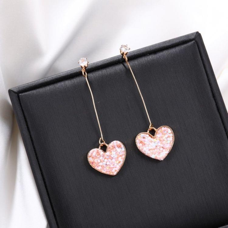 Simple Colorful Sequins Heart Tassel Earrings For Women