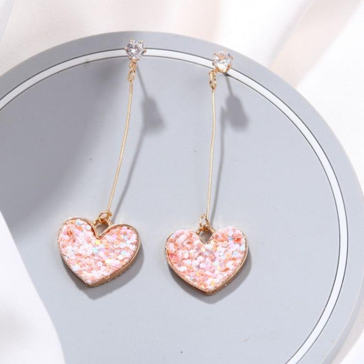 Simple Colorful Sequins Heart Tassel Earrings For Women