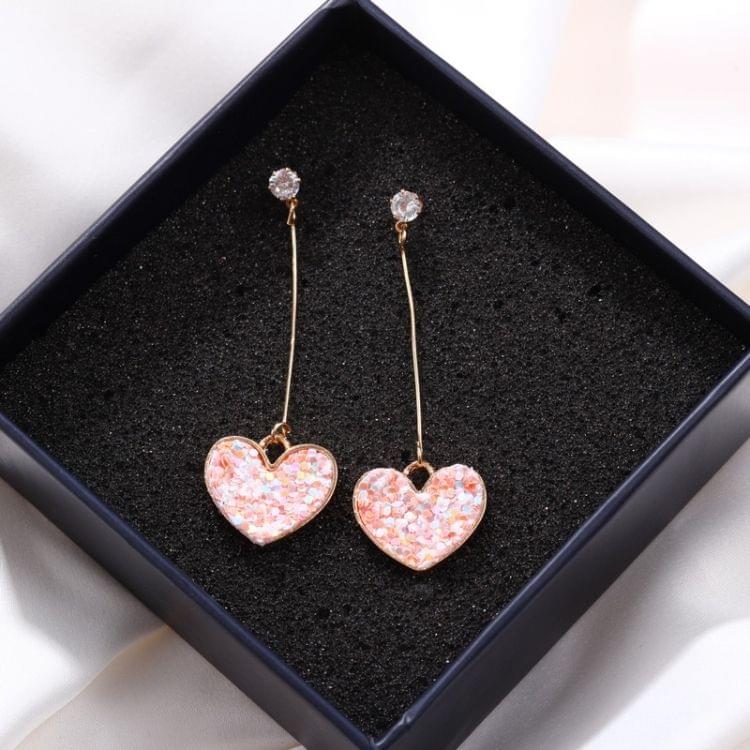 Simple Colorful Sequins Heart Tassel Earrings For Women