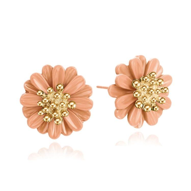 Cute Sweet Fashion Fresh Small Daisy Flower Stud Earrings for Girl, Metal Color:Orange