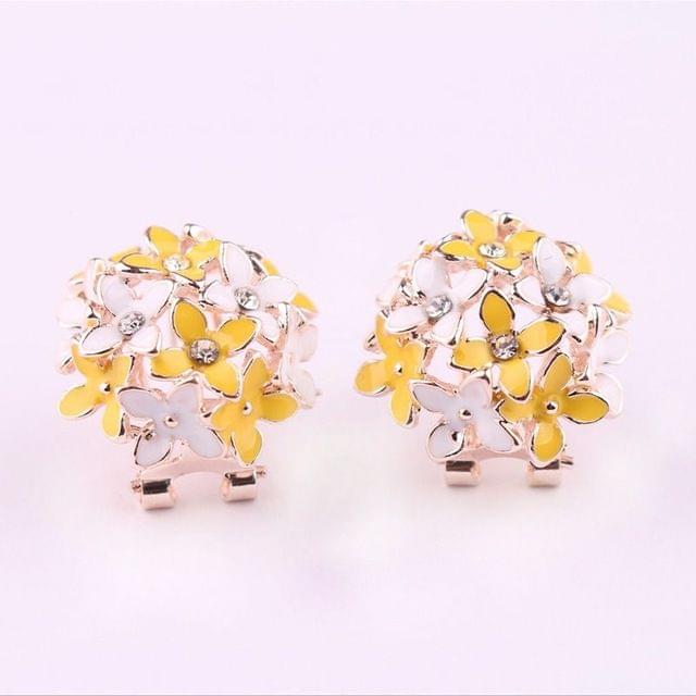 3 Pairs Sweet Girl Tetrafolia Flower Earrings(Yellow )