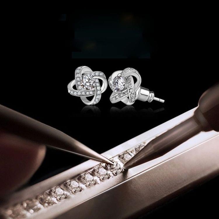 Crystal Earrings 925 Sterling Silver Knot Flower Stud Earrings for Women Brincos Wedding Jewelry