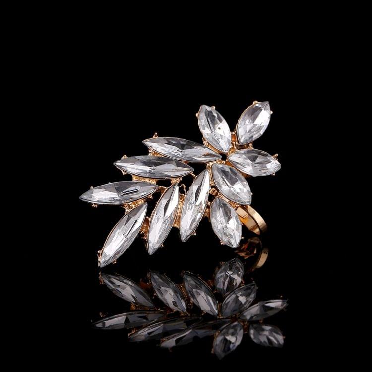 Fashion Women Left Ear Crystal Leaf Zircon Clip Earring