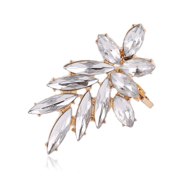 Fashion Women Left Ear Crystal Leaf Zircon Clip Earring