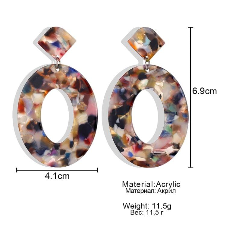 Trend Acrylic Resin Oval Geometry Big Circle Dangle Earrings for Women colorful