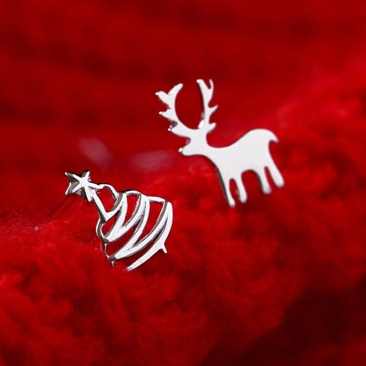 Cute Small Deer Christmas Tree Earrings Women Asymmetric Animal Earrings