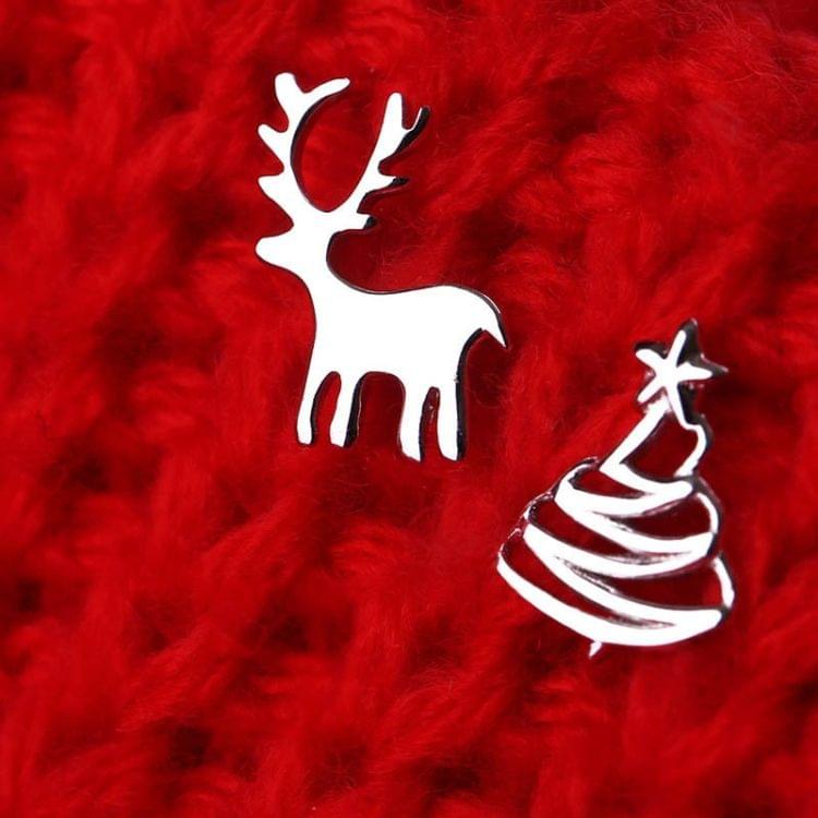 Cute Small Deer Christmas Tree Earrings Women Asymmetric Animal Earrings