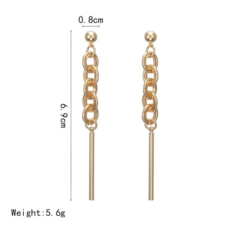 Fashion Long Chain Women Punk Personality Earrings(Silver)