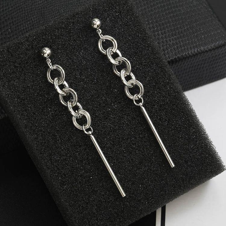 Fashion Long Chain Women Punk Personality Earrings(Silver)