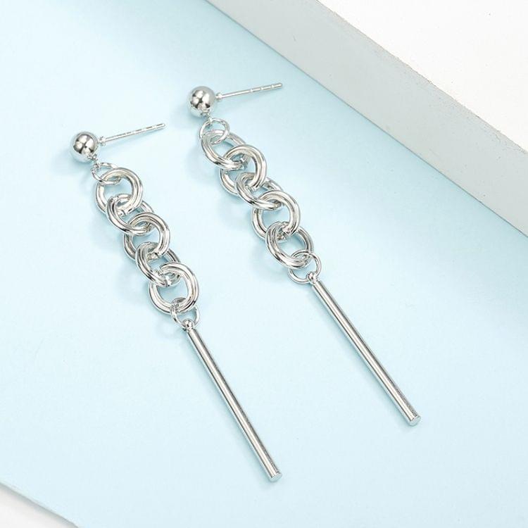 Fashion Long Chain Women Punk Personality Earrings(Silver)