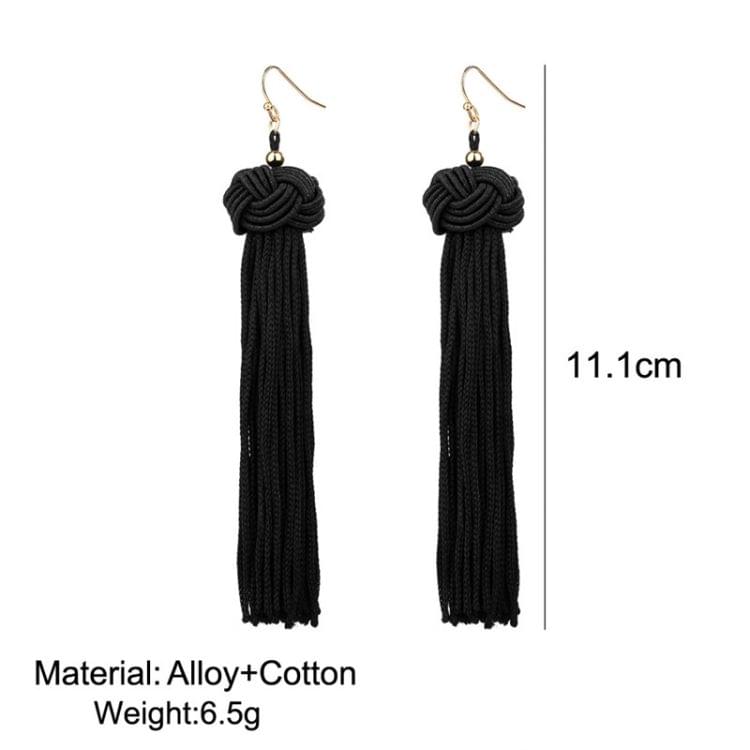 Tassel Earrings Long Dangles Ear Broncos Silk Fringed Jewellery for Women(Black)