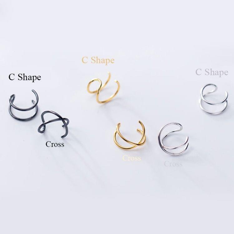 3 PCS No Pierced Ear Clip Cross Shape Clip Women Earrings(Gold)