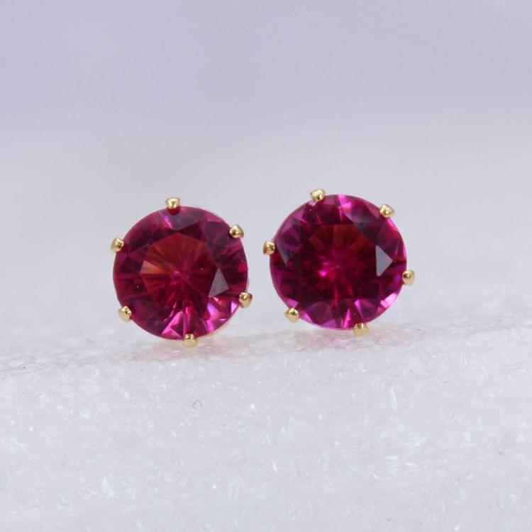 5 PCS Women Fashion Crystal Stud Imitation Zircon Earrings(Silver-Pink)