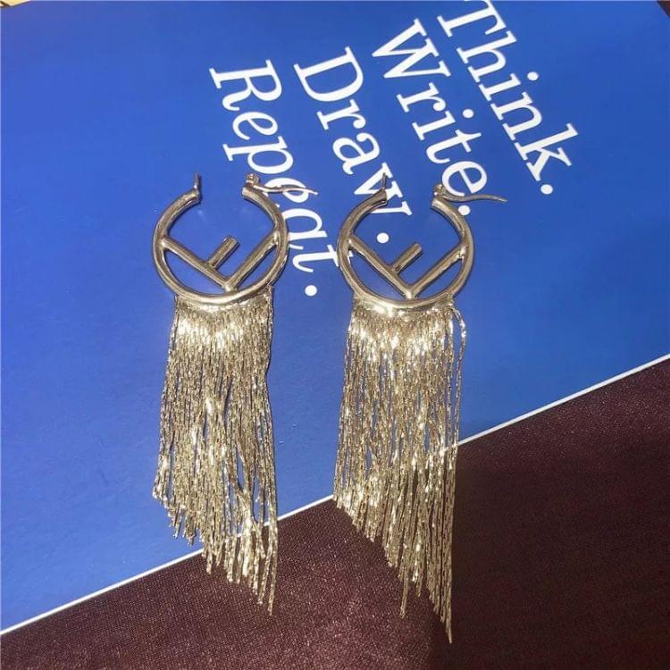 Fashion Women Exaggerated Letter Tassel Stud Earrings