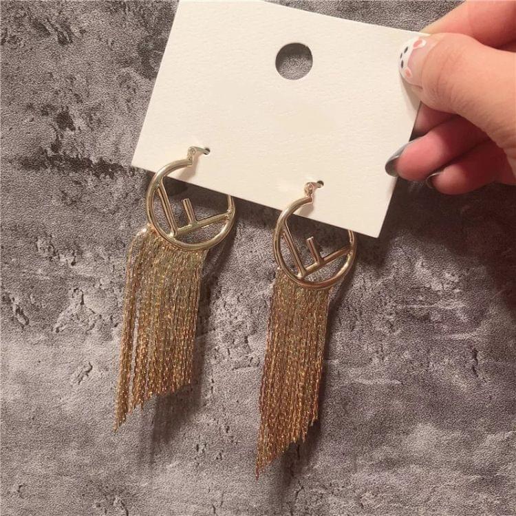 Fashion Women Exaggerated Letter Tassel Stud Earrings