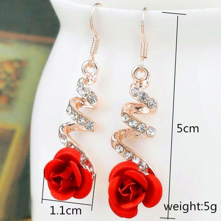 Vintage Temperament Sweet Long Rose Drop Earrings Gif for Woman