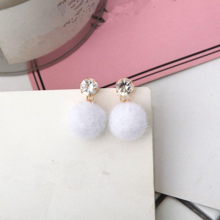 Short Paragraph Earrings Personalized Wild Simple Hair Ball Female Models Earrings(Navy blue)