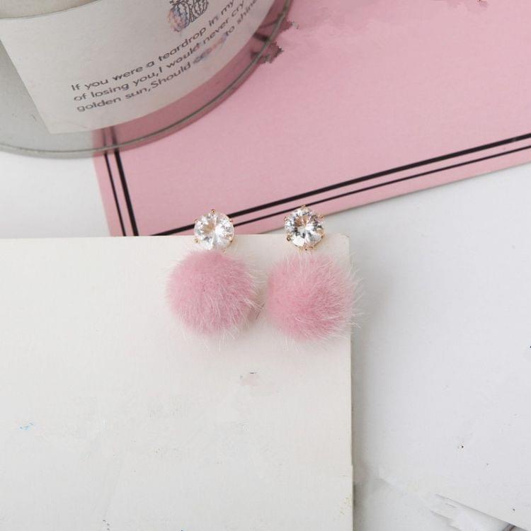 Short Paragraph Earrings Personalized Wild Simple Hair Ball Female Models Earrings(Navy blue)