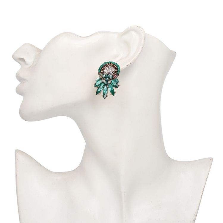 Wedding Colorful Charm Earrings Women Female Fashion Shiny Jewelry Statement Stud Earrings(Green)