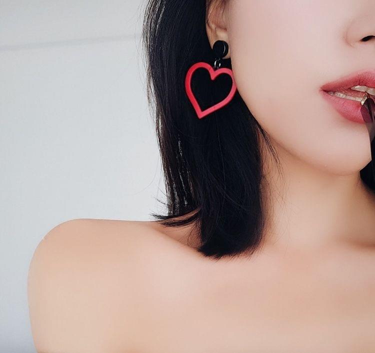 Women Acrylic Trendy Heart Asymmetric Drops Earrings