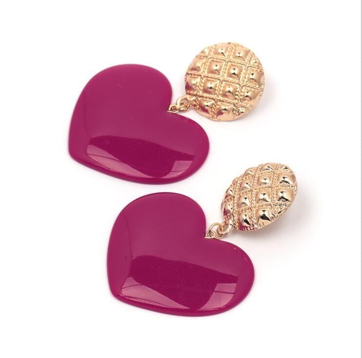 Peach Heart Earrings Retro Series Acrylic Stud Earrings for Women(Deep Blue)