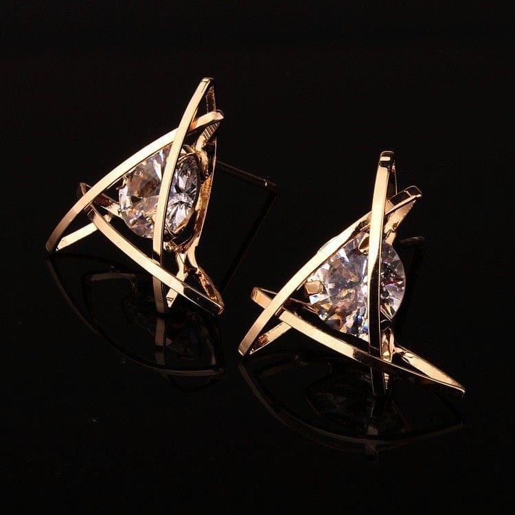 Women Fashion Zircon Earrings Toe(Triangle Gold)