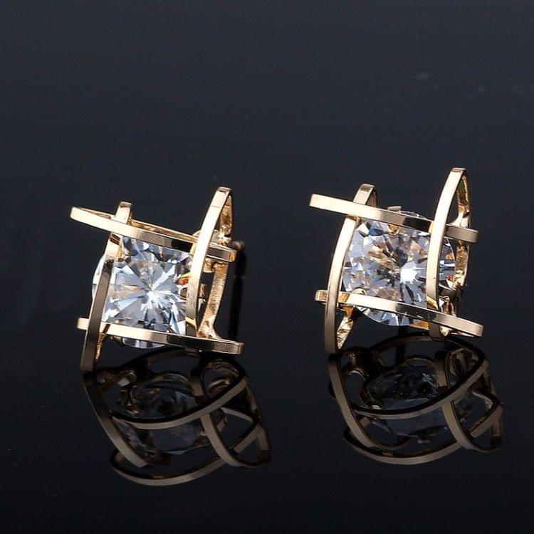 Women Fashion Zircon Earrings Toe(Triangle Gold)